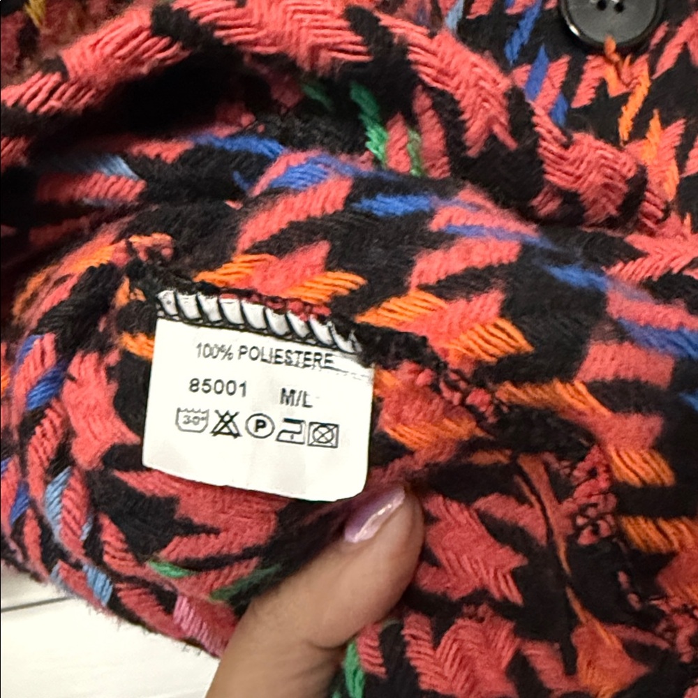 Colorful Houndstooth Button-Up Jacket - Picture 3 of 4
